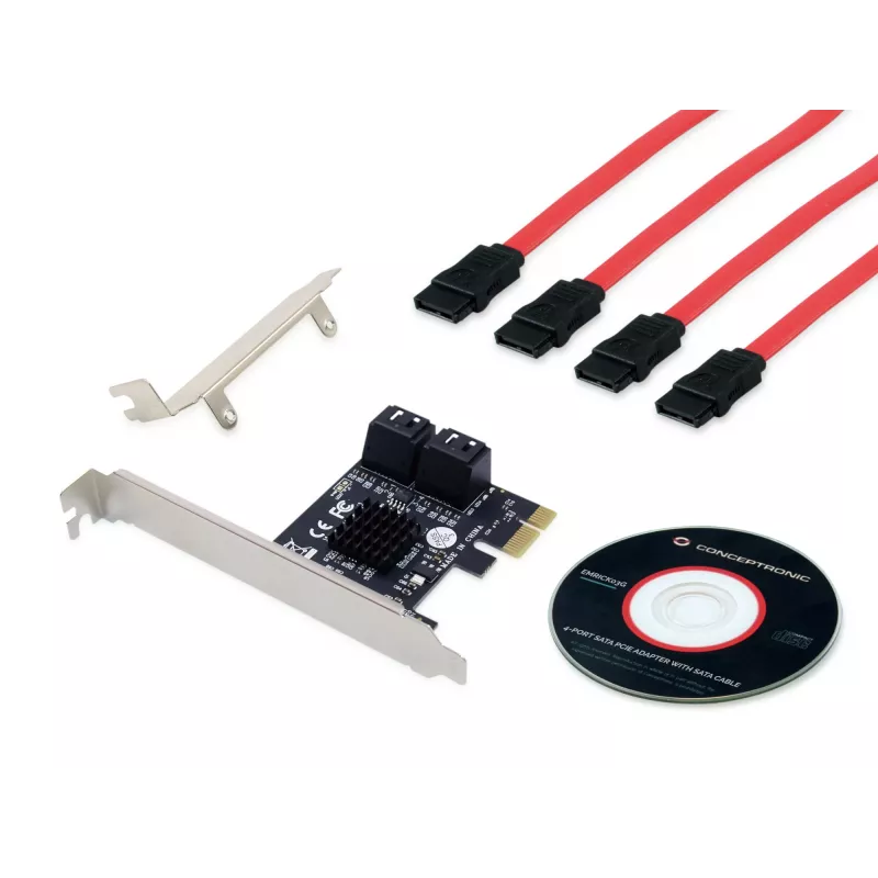 Conceptronic EMRICK 4-Port SATA PCIe Adapter with SATA Cables
