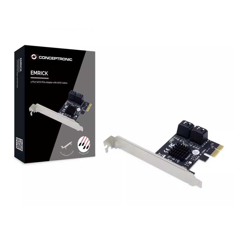 Conceptronic EMRICK 4-Port SATA PCIe Adapter with SATA Cables