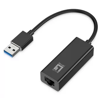 LevelOne USB-0401 Gigabit USB Network Adapter, Wired, USB, Ethernet, 1000 Mbit/s, Black