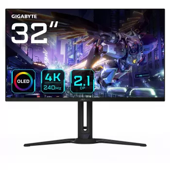 GIGABYTE AORUS FO32U2P 32” OLED Gaming Monitor - 3840 x 2160(UHD), 240Hz, 0.03ms, 250 cd/m2, KVM, FreeSync Premium Pro, DisplayHDR True Black 400, Displayport2.1