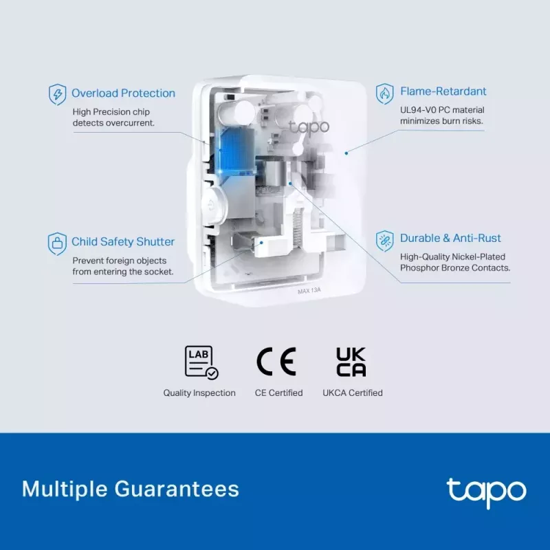 Smart plug TP‑Link Tapo Mini P110M — Wi‑Fi/Bluetooth indoor smart socket, 16 A, 100–240 V, 3680 W, white