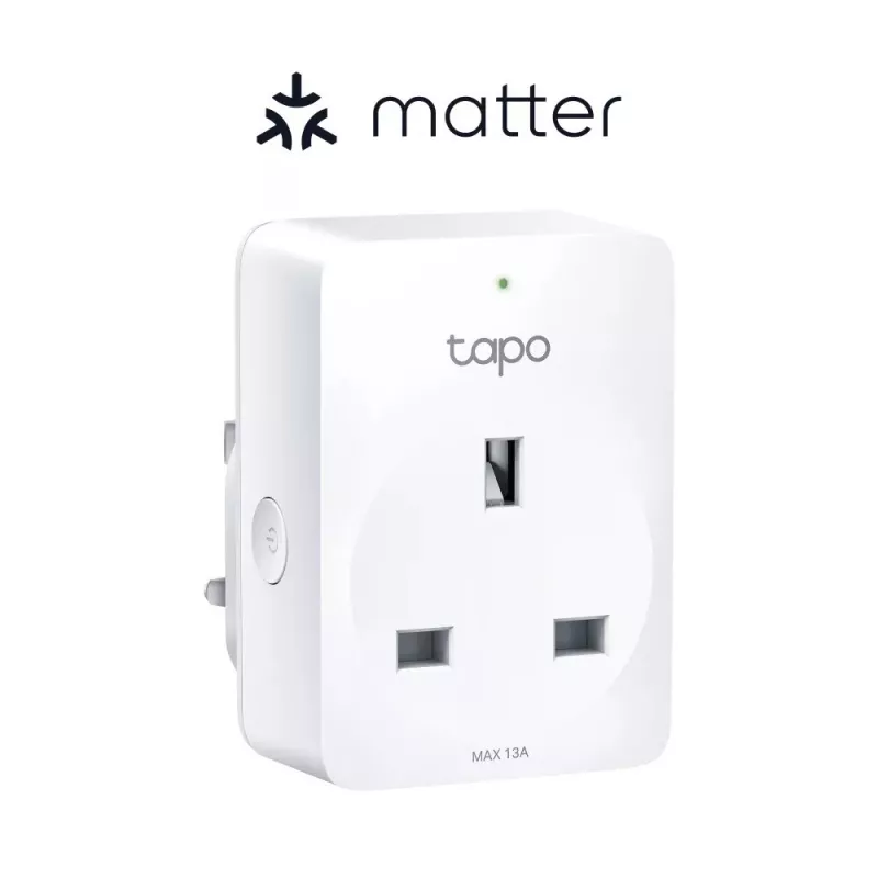 Smart plug TP‑Link Tapo Mini P110M — Wi‑Fi/Bluetooth indoor smart socket, 16 A, 100–240 V, 3680 W, white