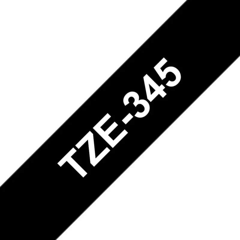 Laminated tape Brother TZe345 18mm White on Black