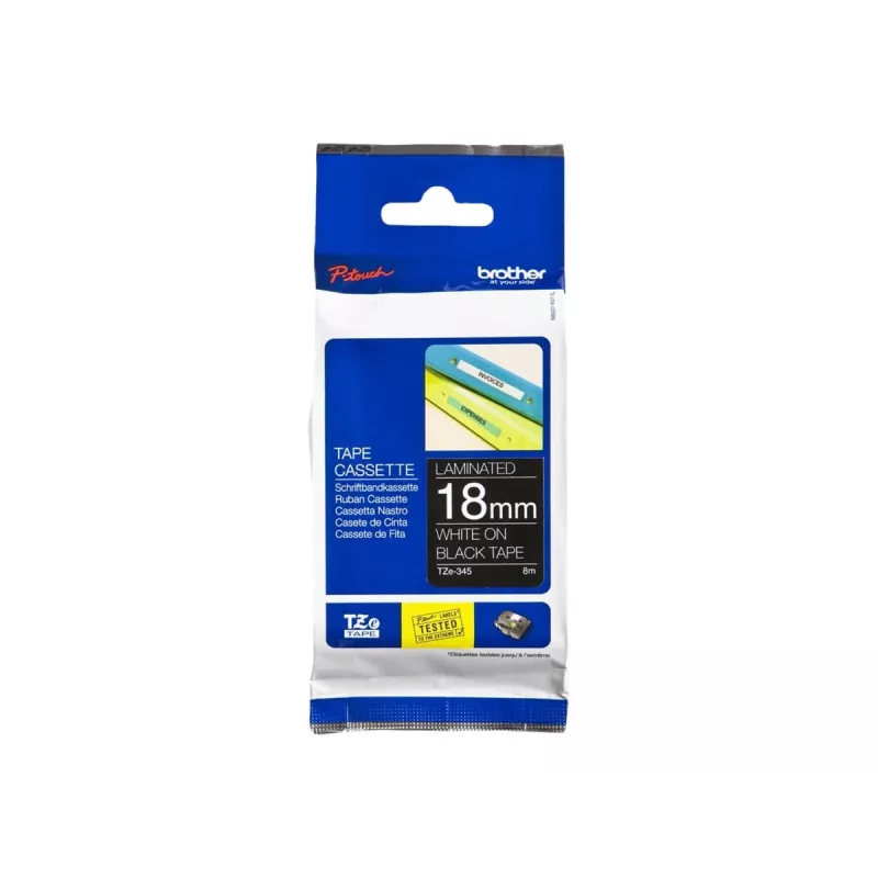 Laminated tape Brother TZe345 18mm White on Black