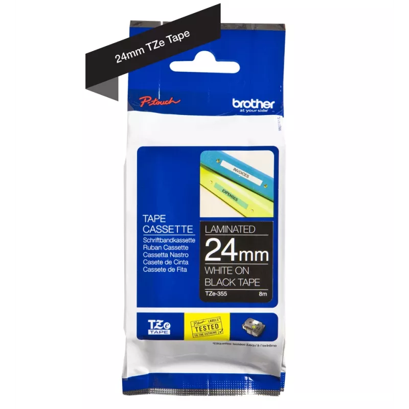 Label tape Brother TZe355 24mm White on Black