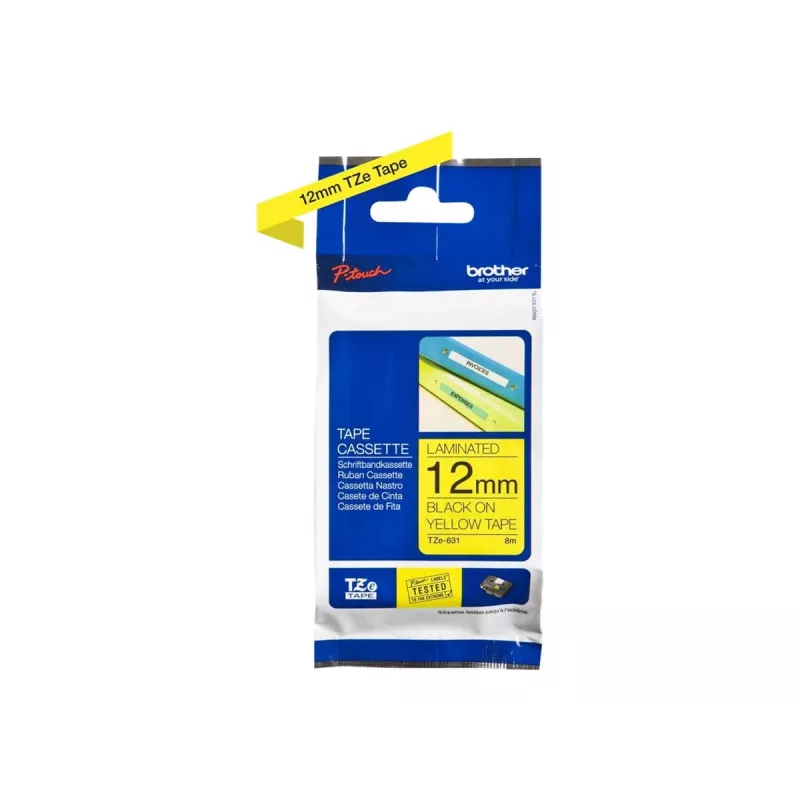 Label tape Brother TZe-631 (TZe) 12 mm x 8 m, black on yellow