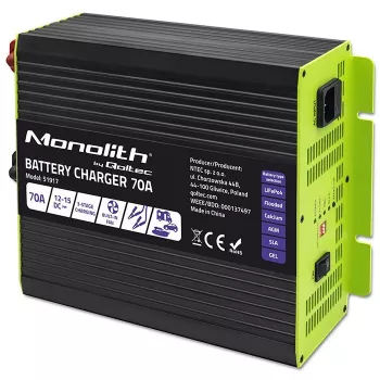 Battery charger QOLTEC 51917 for LiFePO4/AGM/GEL/SLA batteries, 70 A output