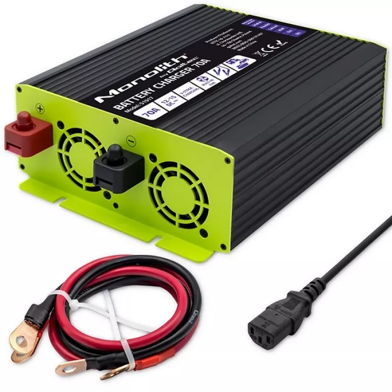 Battery charger QOLTEC 51917 for LiFePO4/AGM/GEL/SLA batteries, 70 A output