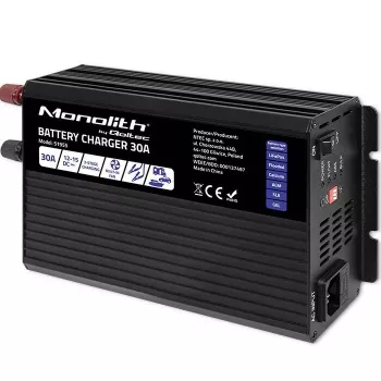 Battery charger QOLTEC 51955 — 30A 12V for LiFePO4, AGM, GEL, SLA