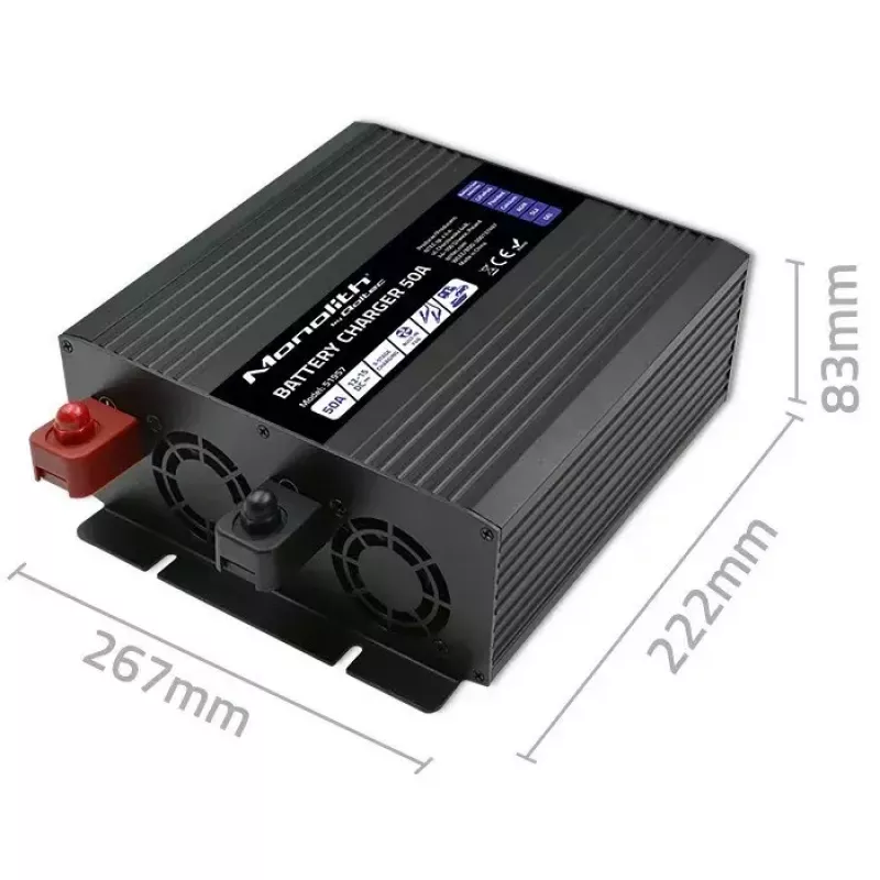 Battery Charger QOLTEC 51957 50A 12V for LiFePO4, AGM, GEL, SLA batteries