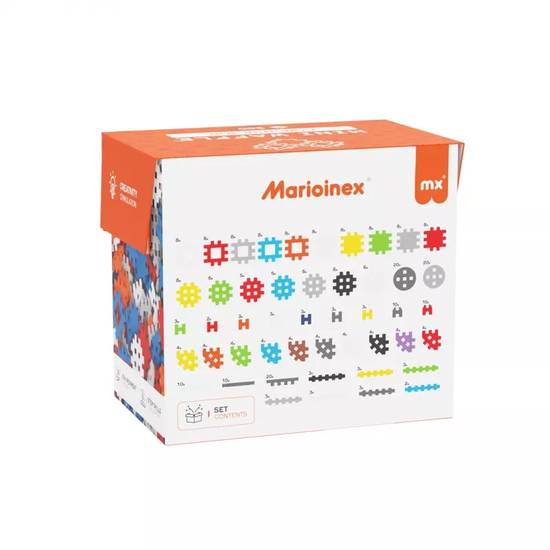 Construction blocks Marioinex Mini Waffle Constructor 300 — compatible interlocking toy set, 300 pieces, multicolour