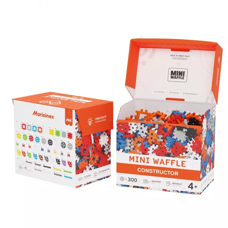 Construction blocks Marioinex Mini Waffle Constructor 300 — compatible interlocking toy set, 300 pieces, multicolour