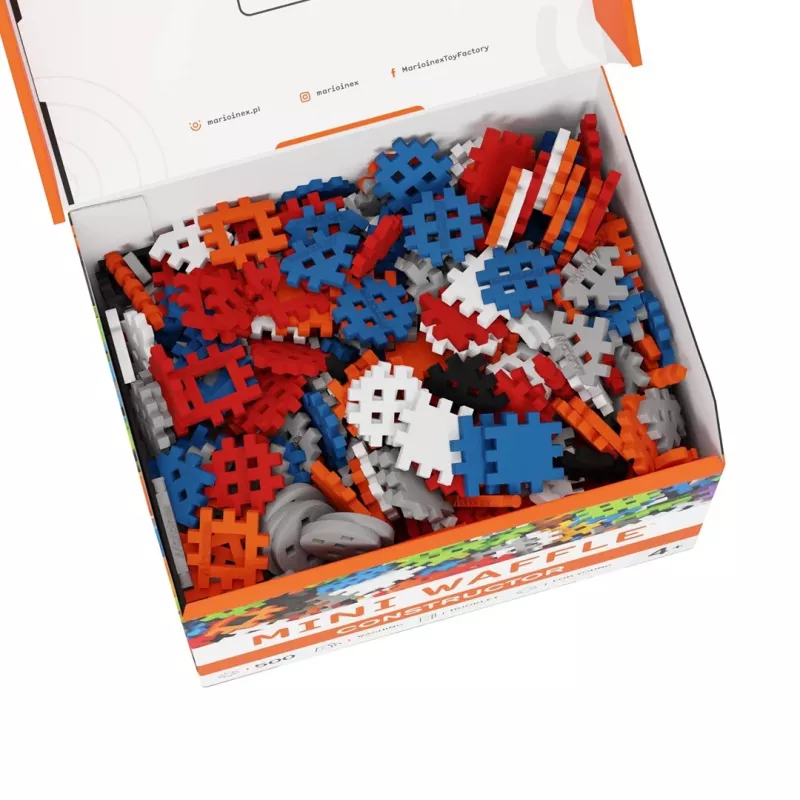 Toy construction blocks set Marioinex Mini Waffle Konstruktor 500, 500 pieces, machine washable, multicolour