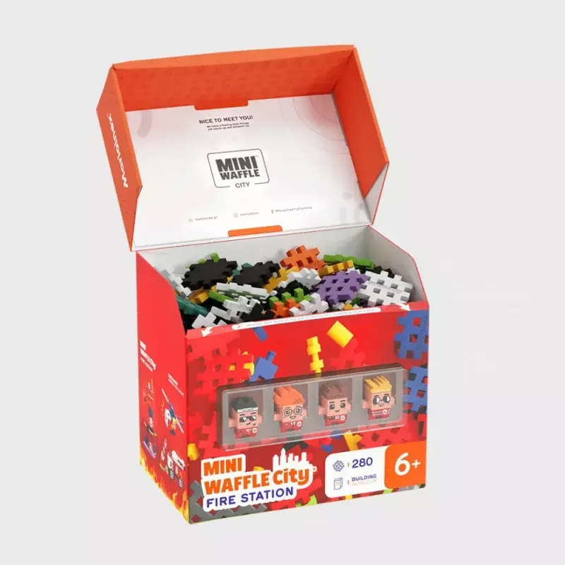 Toy construction set Marioinex Waffle Blocks Fire Station 280 pieces, model 906279