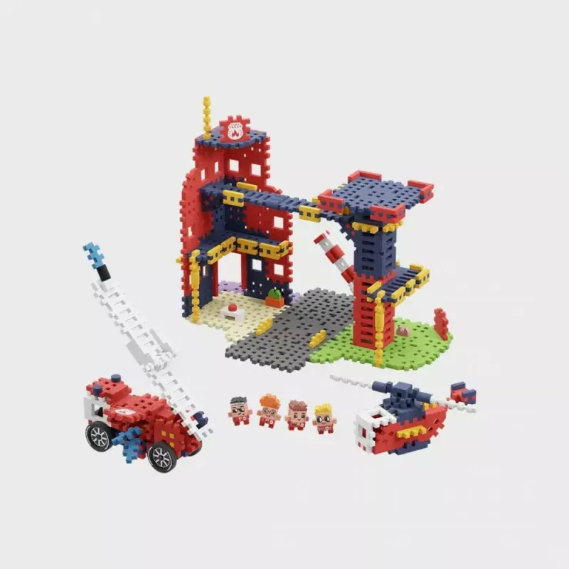 Toy construction set Marioinex Waffle Blocks Fire Station 280 pieces, model 906279
