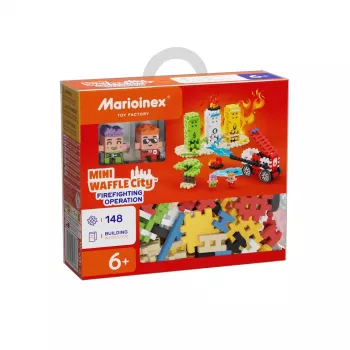 Toy construction set Marioinex Blocks Waffle mini Fire brigade operation, 148 pieces, multicolour, age 6+