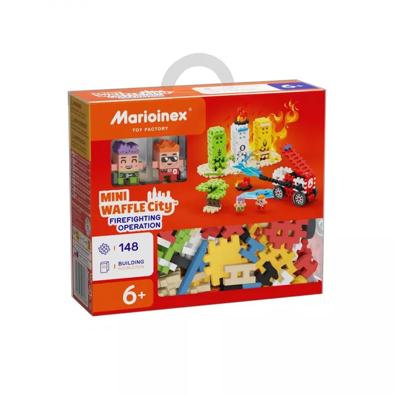 Toy construction set Marioinex Blocks Waffle mini Fire brigade operation, 148 pieces, multicolour, age 6+