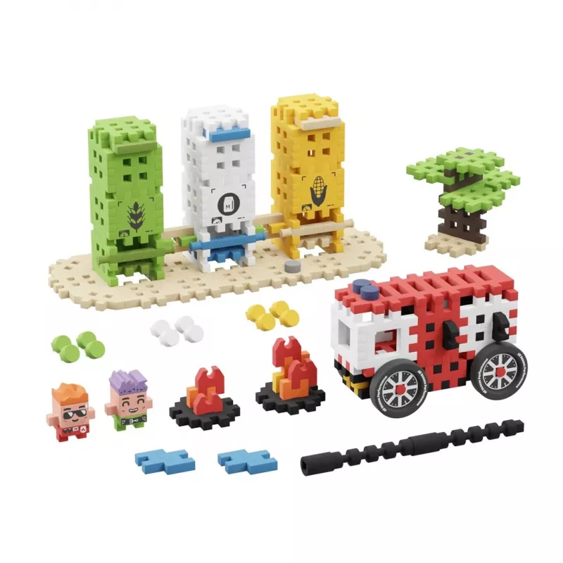 Toy construction set Marioinex Blocks Waffle mini Fire brigade operation, 148 pieces, multicolour, age 6+