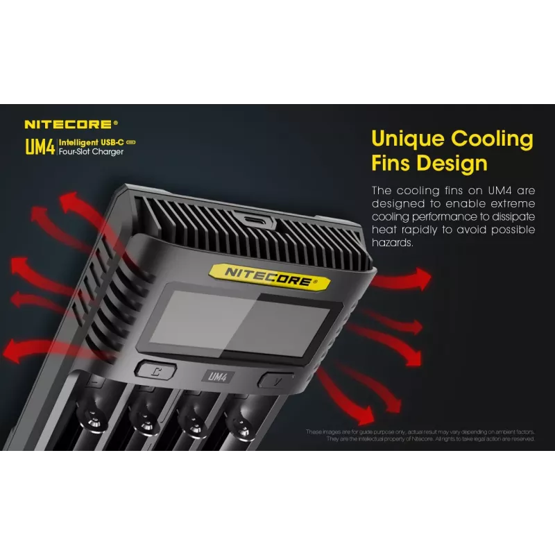 Nitecore UM4 battery charger Household battery DC Lithium Iron Phosphate Lithium-Ion Nickel-Cadmium