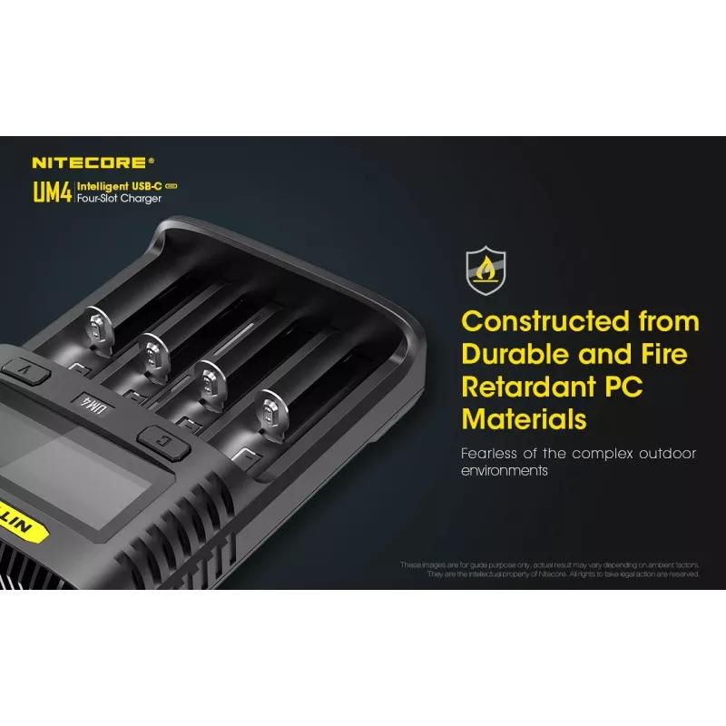 Nitecore UM4 battery charger Household battery DC Lithium Iron Phosphate Lithium-Ion Nickel-Cadmium