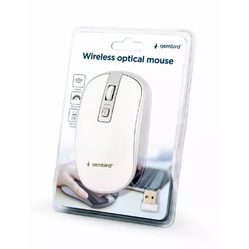 Mouse USB Optical Wrl WHITE/SILVER MUSW-4B-06-WS Gembird
