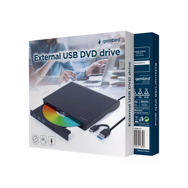 Gembird DVD-USB-03 External USB DVD drive, black