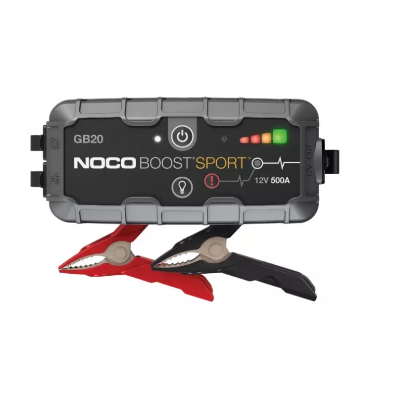 Jump starter NOCO GB20 500A Lithium-Ion, 24Wh, IP65, 1x USB 5V/2.1A, built-in flashlight, for petrol up to 4L