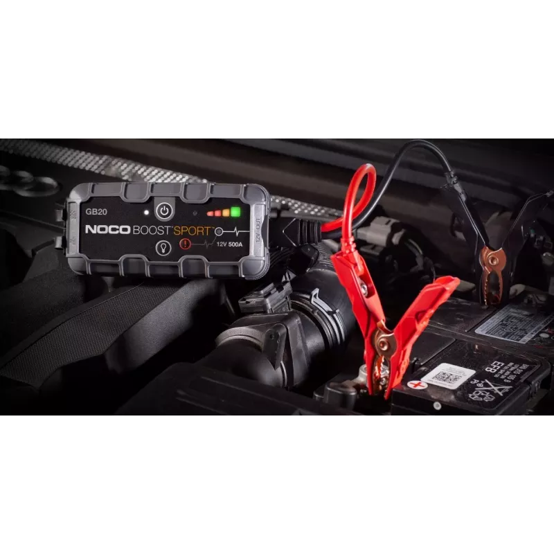 Jump starter NOCO GB20 500A Lithium-Ion, 24Wh, IP65, 1x USB 5V/2.1A, built-in flashlight, for petrol up to 4L
