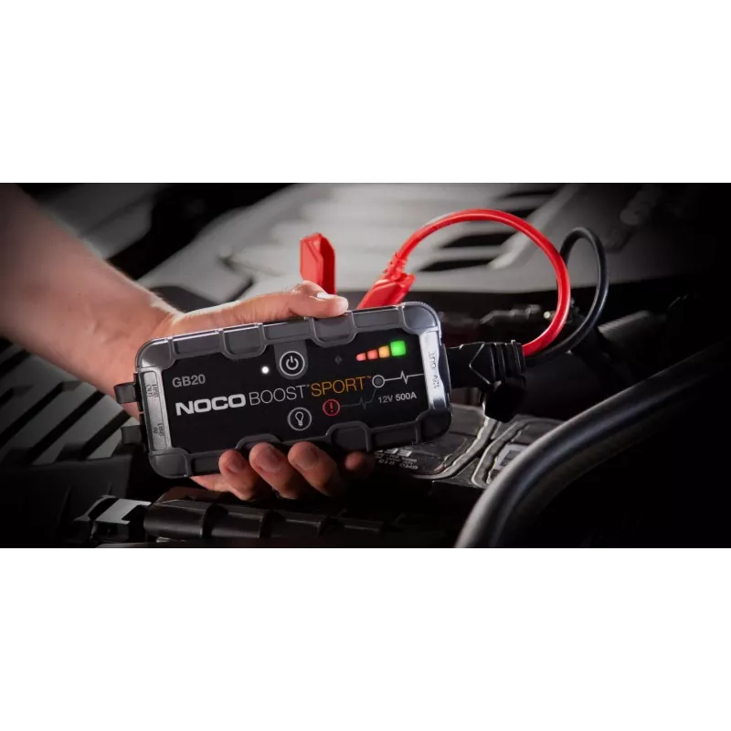 Jump starter NOCO GB20 500A Lithium-Ion, 24Wh, IP65, 1x USB 5V/2.1A, built-in flashlight, for petrol up to 4L