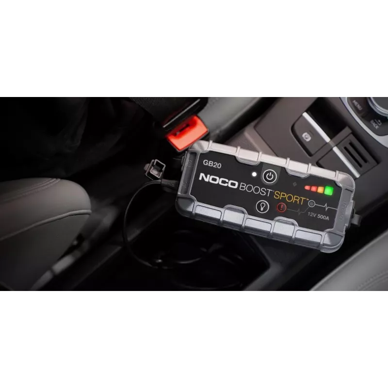 Jump starter NOCO GB20 500A Lithium-Ion, 24Wh, IP65, 1x USB 5V/2.1A, built-in flashlight, for petrol up to 4L