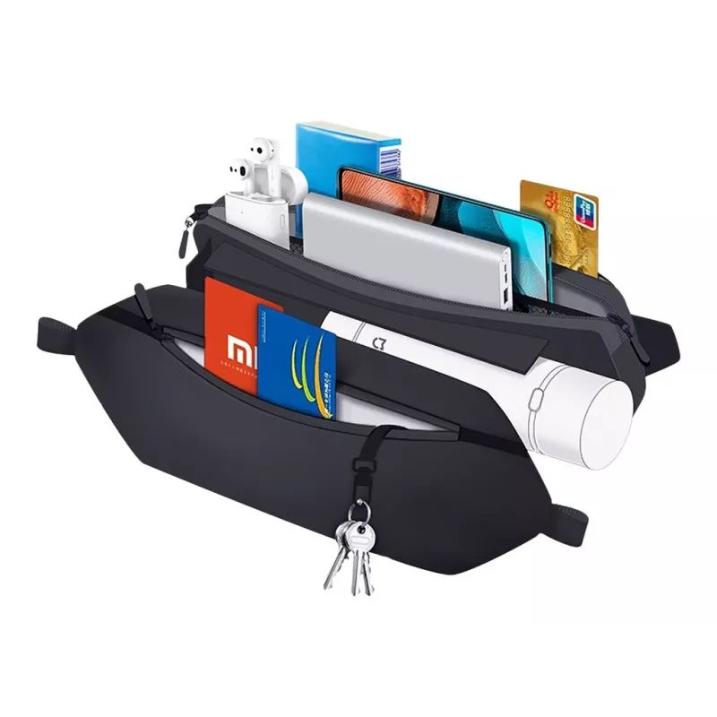 Waist Bag Xiaomi Sports Fanny Pack Fabric Leatherette Black 2.25L Unisex