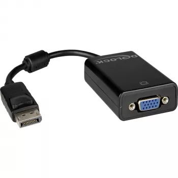DeLOCK 61848 video cable adapter 0.125 m VGA (D-Sub) DisplayPort Black