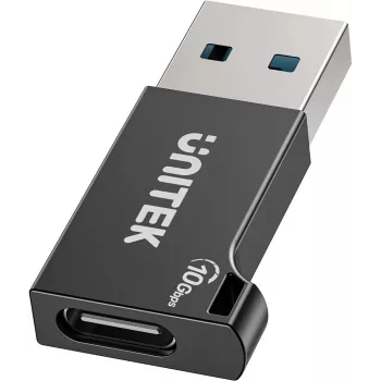 Unitek USB-C to USB-A adapter A1049ABK01 — black, USB-C (female) to USB-A (male) compact adapter