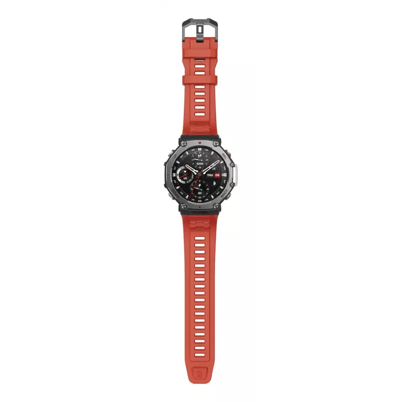 Smartwatch Amazfit T-Rex 3 Lava — 1.5 inch AMOLED, 480×480, GPS, 700 mAh, 32 GB, stainless steel case, silicone band