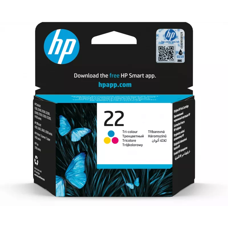HP 22 original ink cartridge tri-colour standard capacity 5ml 165 pages 1-pack