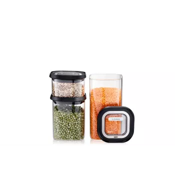 GEFU Rectangular Food Storage Set G-12807 — 1.4 L, 3-piece, Black & Transparent