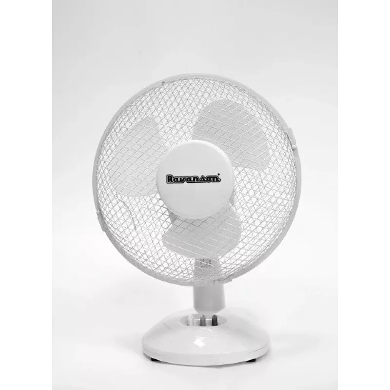 Household table fan Ravanson WT-1023 — 27 cm blade, 3-blade, 2-speed, 23 W, white