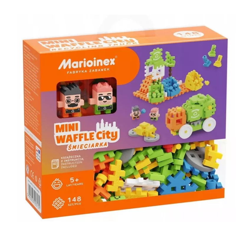 Toy construction blocks Marioinex Blocks Waffle mini Garbage truck 14 pcs 903131