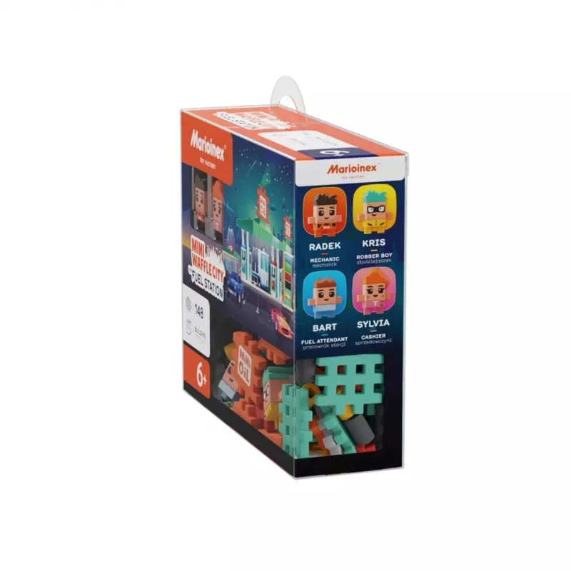 Toy building set Marioinex Mini Waffle Blocks Gas Station, 148 pieces, multicolour, ages 6+