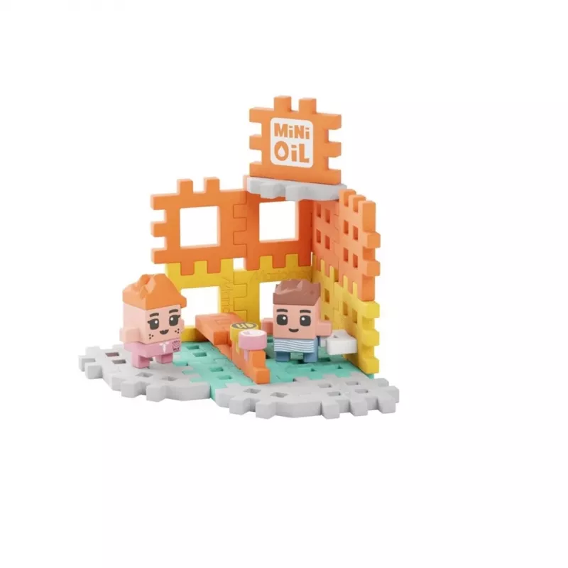 Toy building set Marioinex Mini Waffle Blocks Gas Station, 148 pieces, multicolour, ages 6+