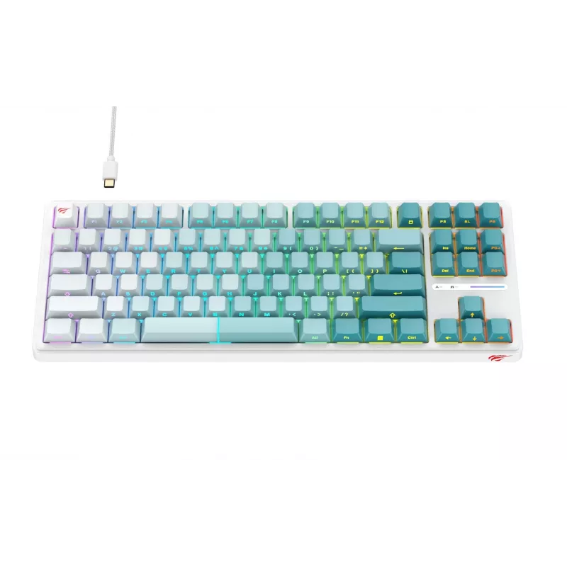 Havit KB901L gaming keyboard white and green USB wired RGB LED