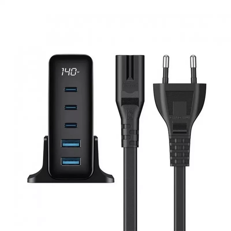 HAVIT Travel Charger UCLE004 EU 140W Five-Port GaN Black