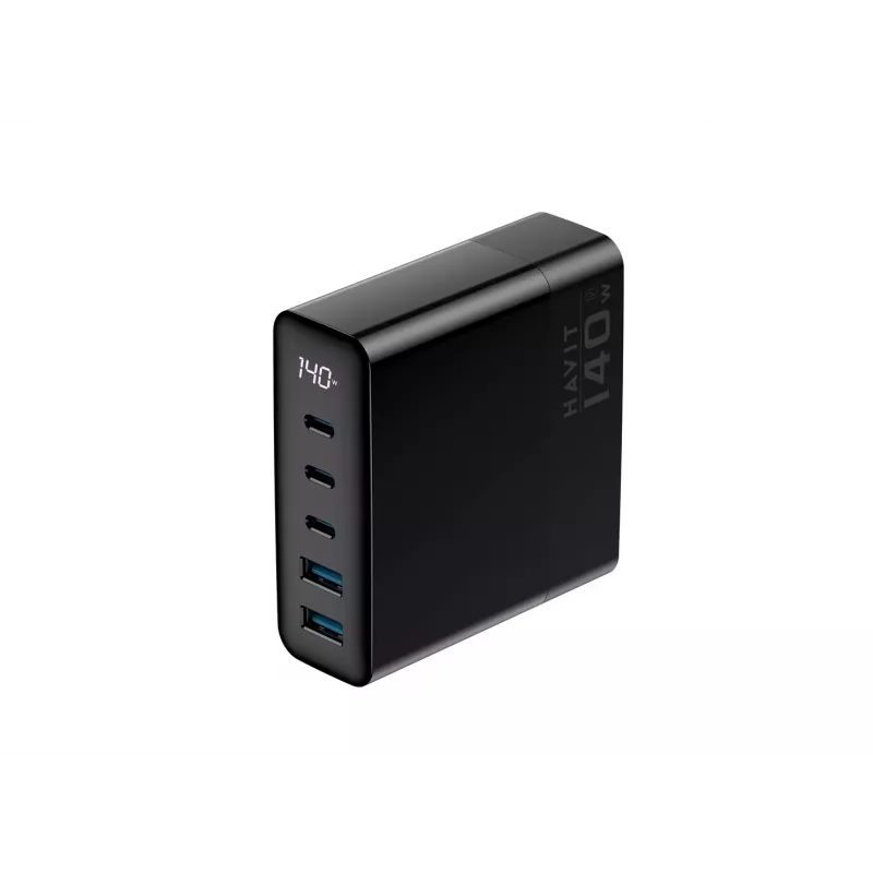 HAVIT Travel Charger UCLE004 EU 140W Five-Port GaN Black