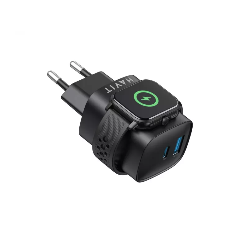 Havit UC132 EU GaN 22W dual-port charger wireless charging black