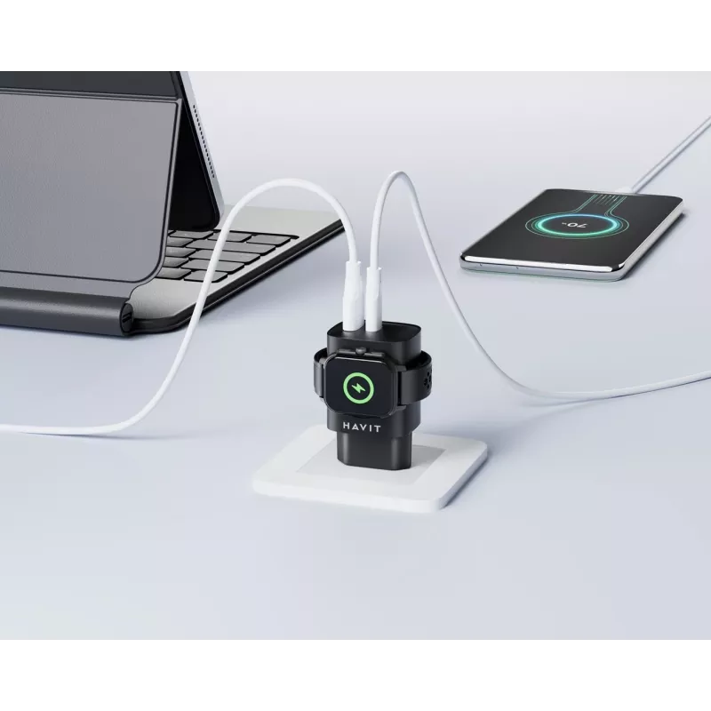 Havit UC132 EU GaN 22W dual-port charger wireless charging black