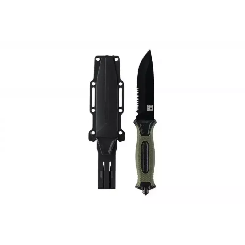 Tactical knife 101 INC Model 9242 fixed blade, stainless steel 3Cr13, 120 mm blade, green handle, sheath