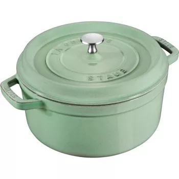 Staub Round Cast Iron Casserole 5.2 L, Mint - La Cocotte 26 cm