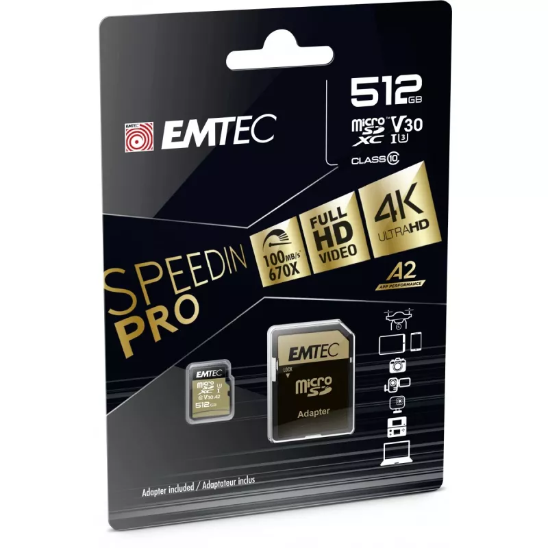 Memory Card Emtec 512GB MicroSDXC UHS-I ECMSDM512GXC10SP