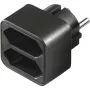 power adapter 1x Grounded Plug > 2x Euro, Socket Adapter black, space-saving distributor socket