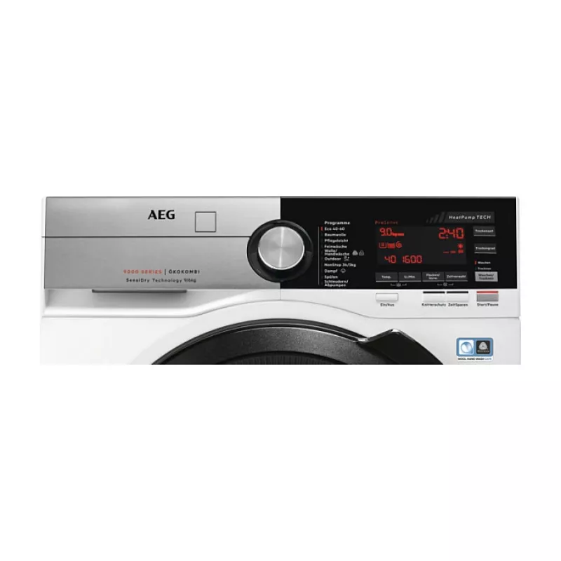 Washer dryer AEG L9WEF80690 front-load freestanding 6 kg wash & dry, 1551 RPM, heat pump, white